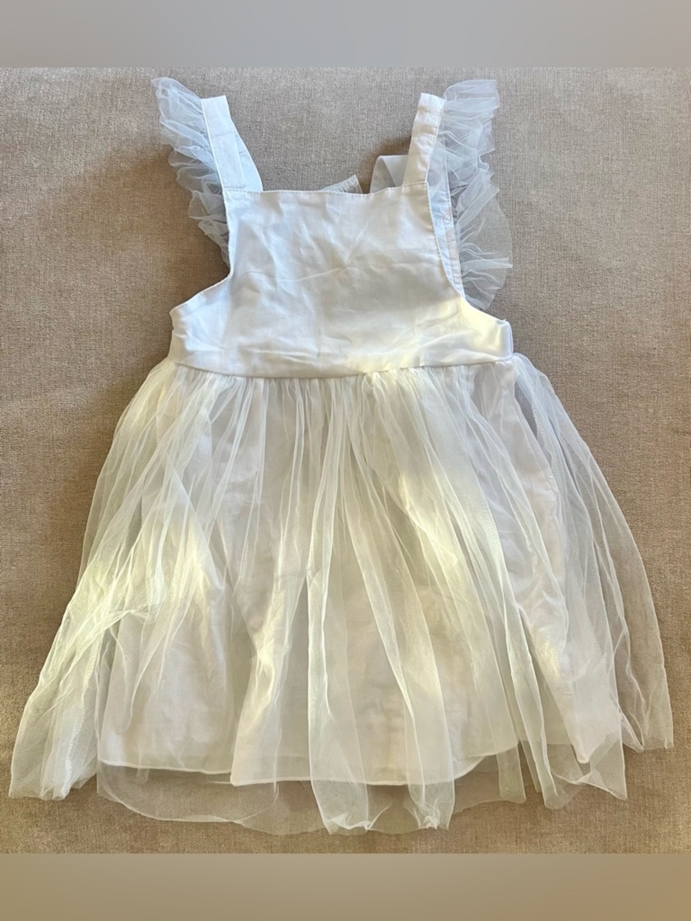 Sheer White Tulle Ruffle-Strap Dress Size 3/4 Years